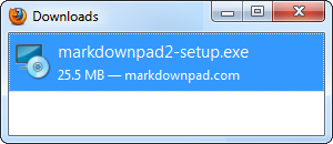 Firefox Step 2: Open the MarkdownPad installer.