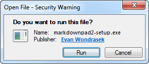 Chrome Step 2: Open the MarkdownPad installer.