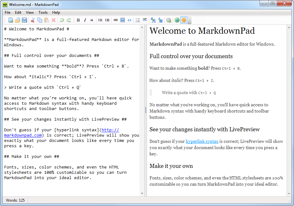 MarkdownPad screenshot